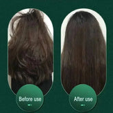 Before and after with the 2 In 1 Hair Straightener Hot Comb with Negative Ion Technology showing frizzy to smooth hair
